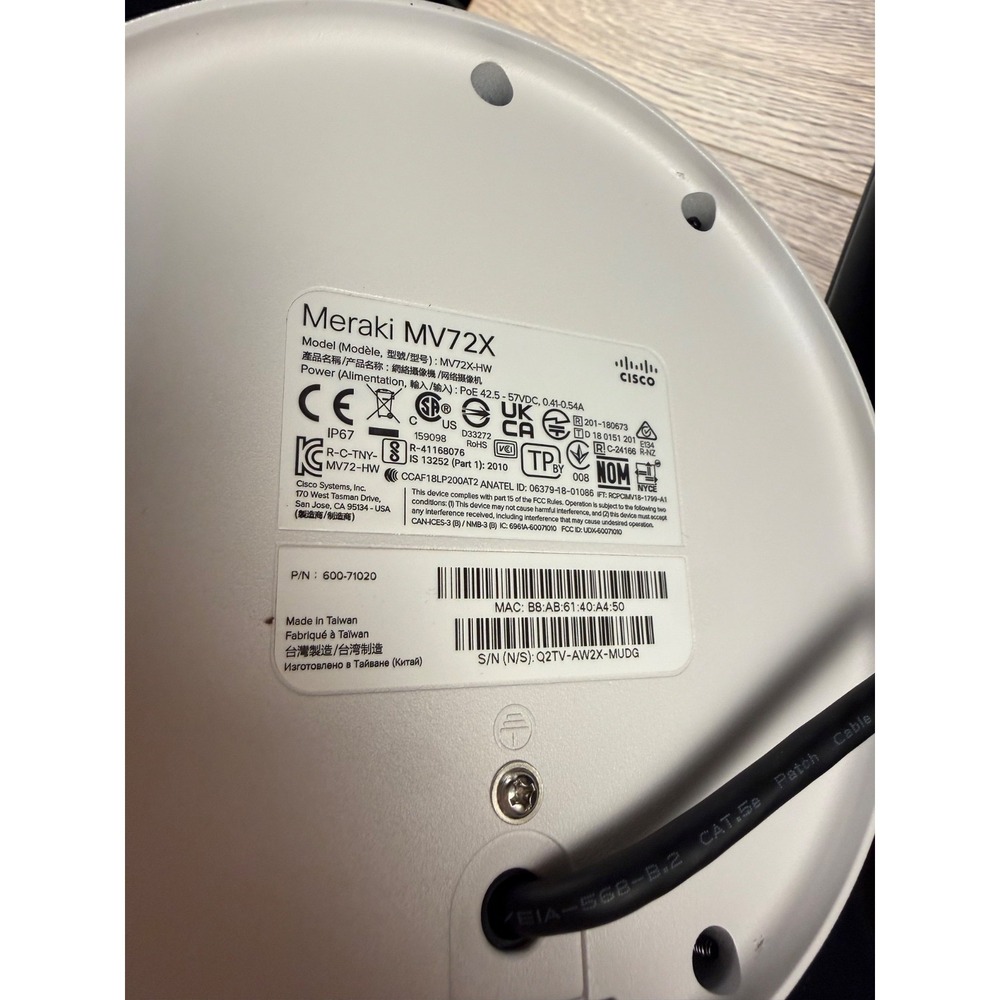 Cisco Meraki MV72-X Outdoor Varifocal Dome Camera 4MP Resolution 512 GB NEW - Picture 8 of 10